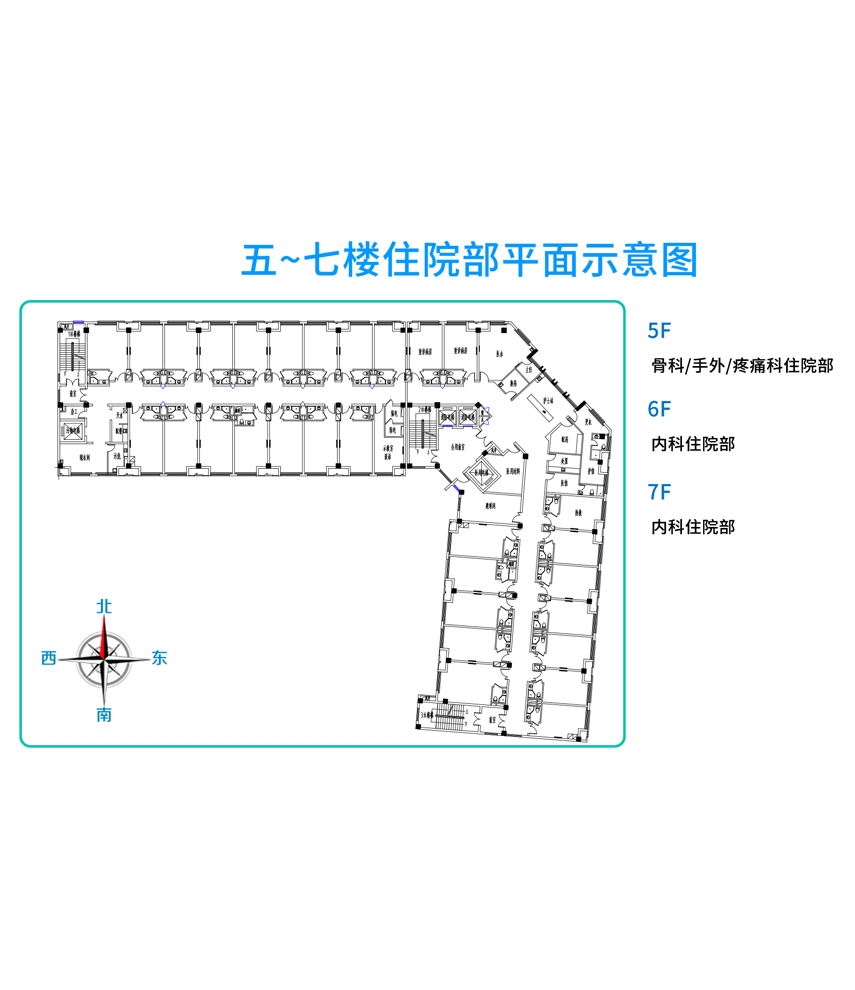 五-七樓住院部平面示意圖